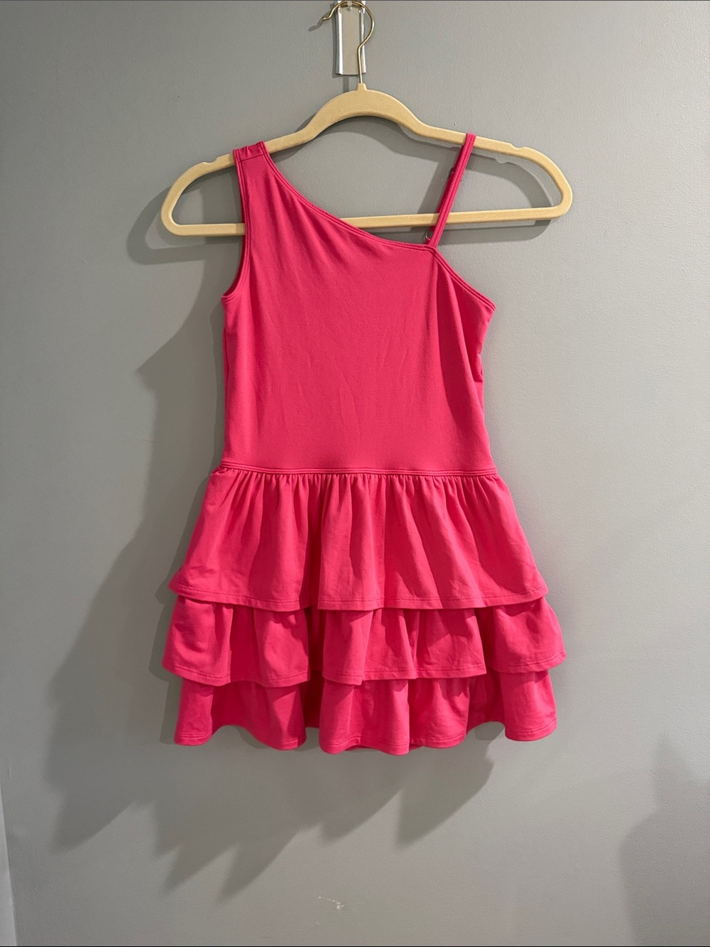 abercrombie kids Pink One-Shoulder Tiered Ruffle Dress